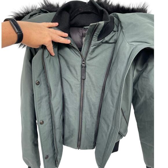 Mackage Britnie Down Jacket With Asiatic Raccoon Fur In Dark Sage size XS - Picture 4 of 12